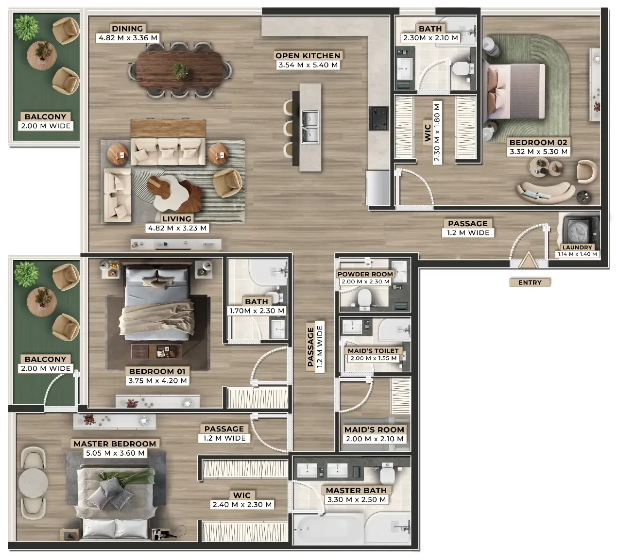 Firoza 3 bed floor plan, 2,166 sqft