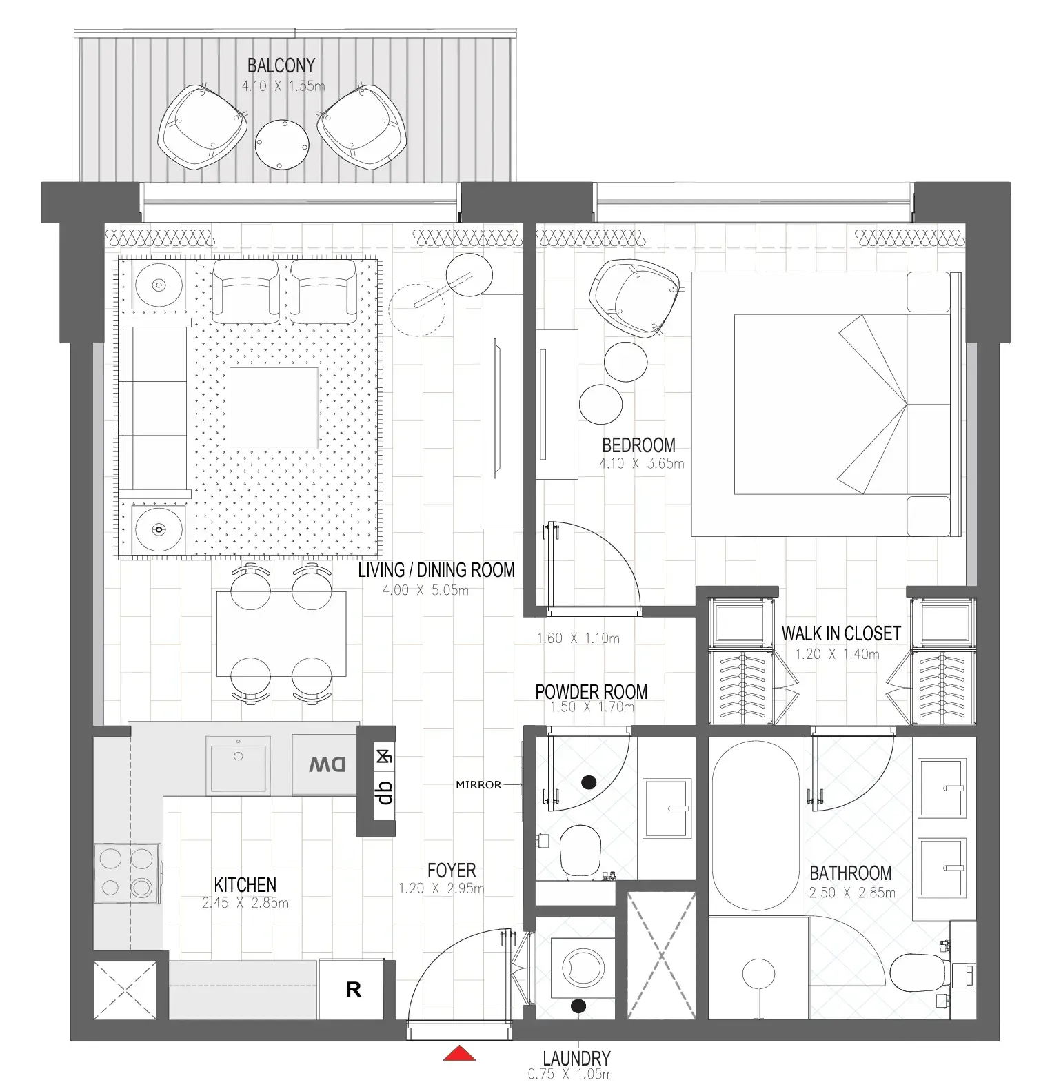 Palace Residences Al Mamsha 1 bed floor plan, 815 sqft