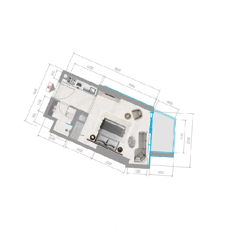 Orchid Towers Phase 1 Studio floor plan, 390 sqft