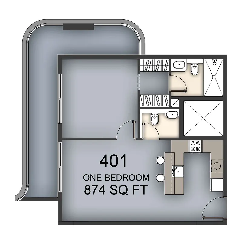 Aizel Tower 1 bed floor plan, 865 sqft