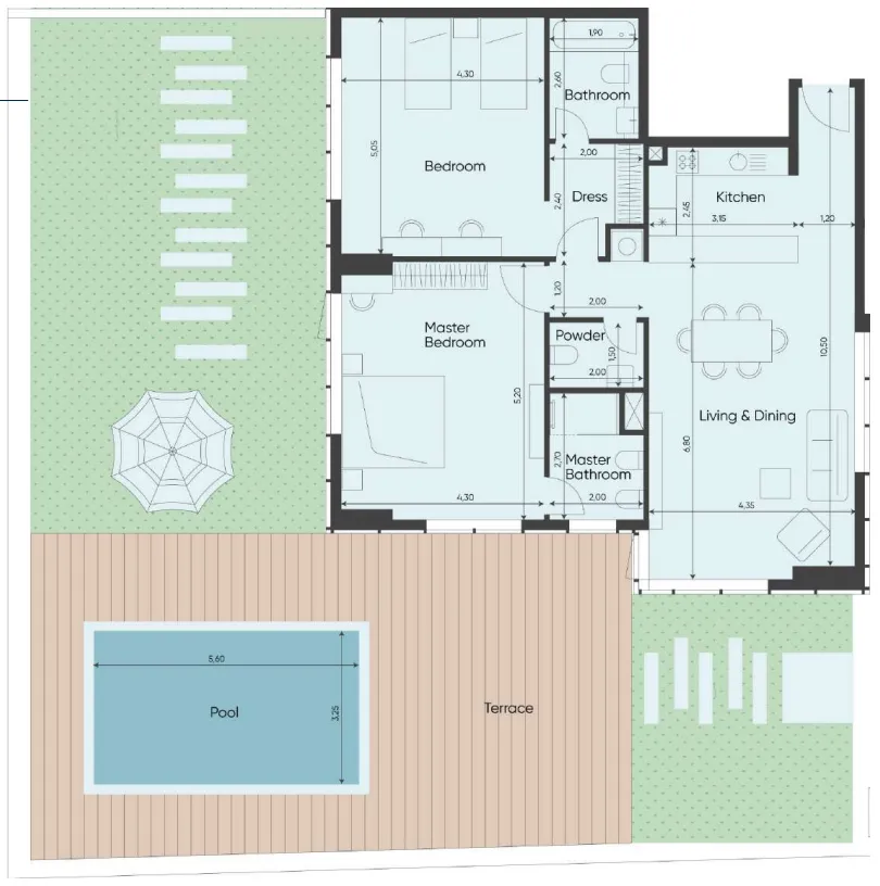 Sea Legend Tower One 2 bed floor plan, 3,284 sqft