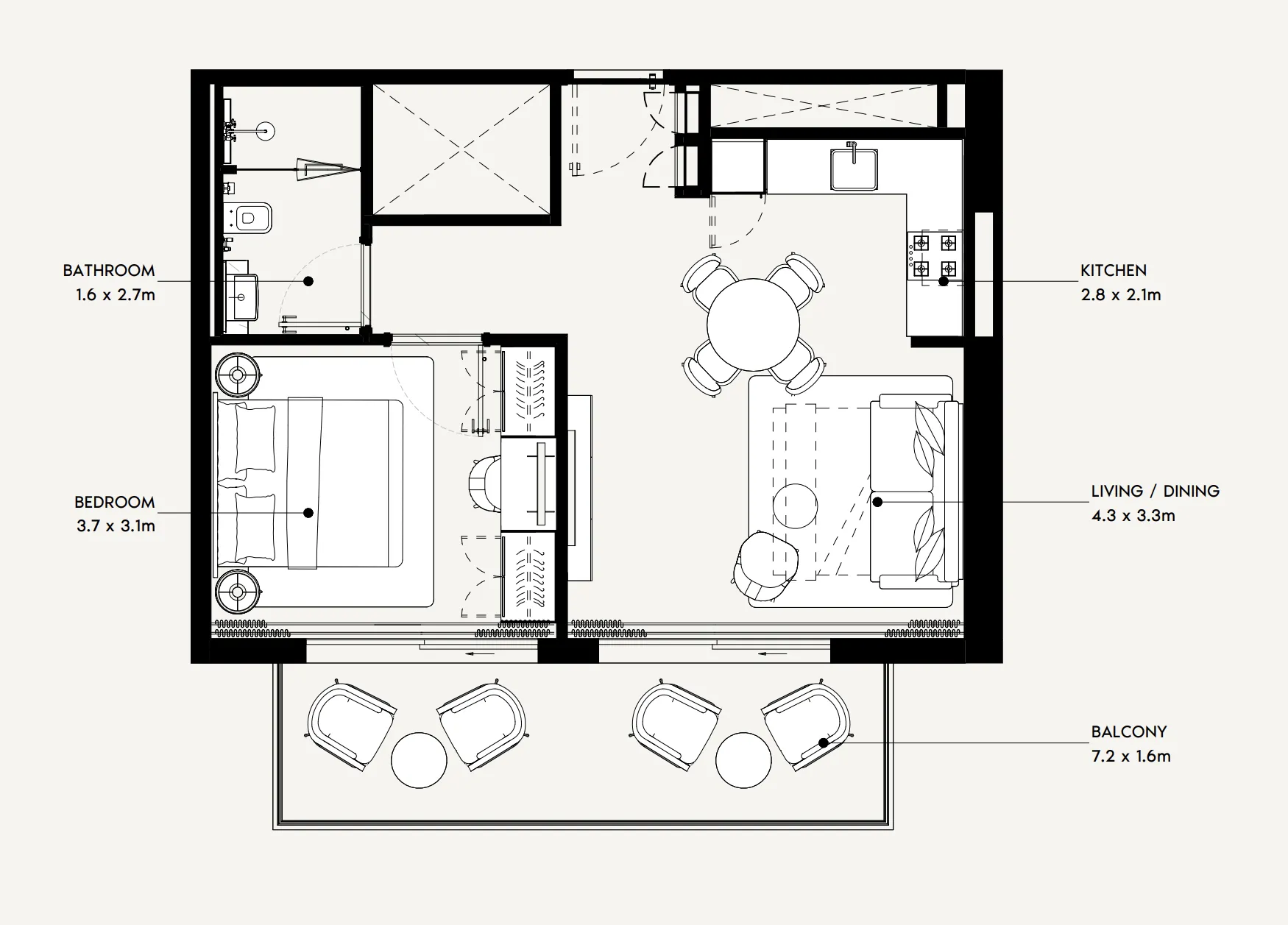 Azizi Gabriel 1 bed floor plan, 799 – 910 sqft