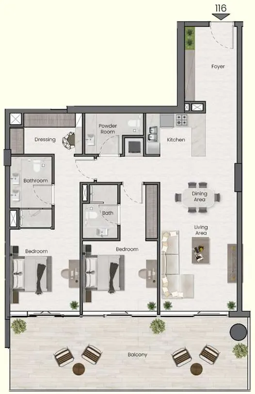 Saddlewood Park 2 bed floor plan, 1,372 sqft