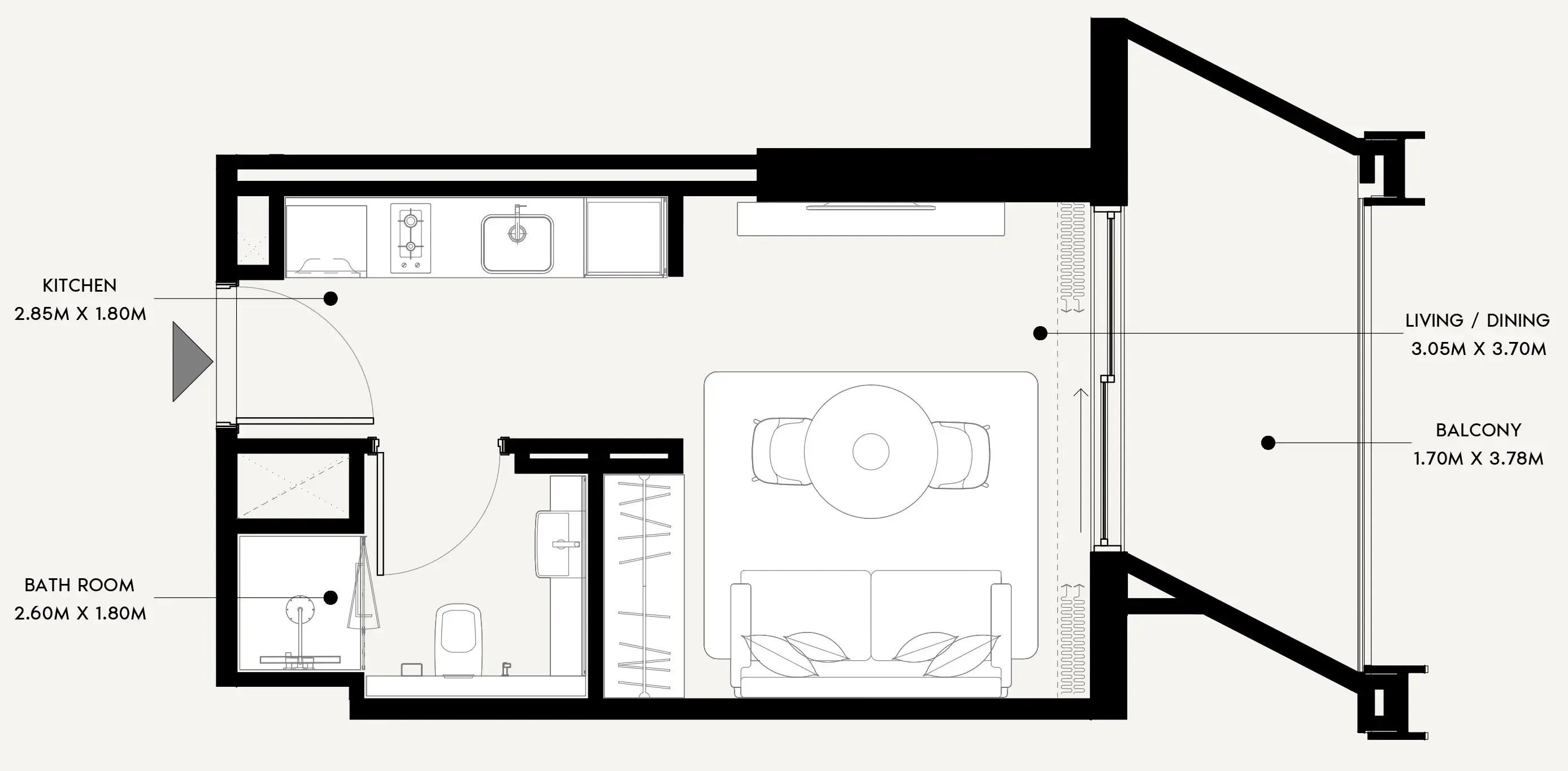 Azizi Venice Studio floor plan, 354 sqft