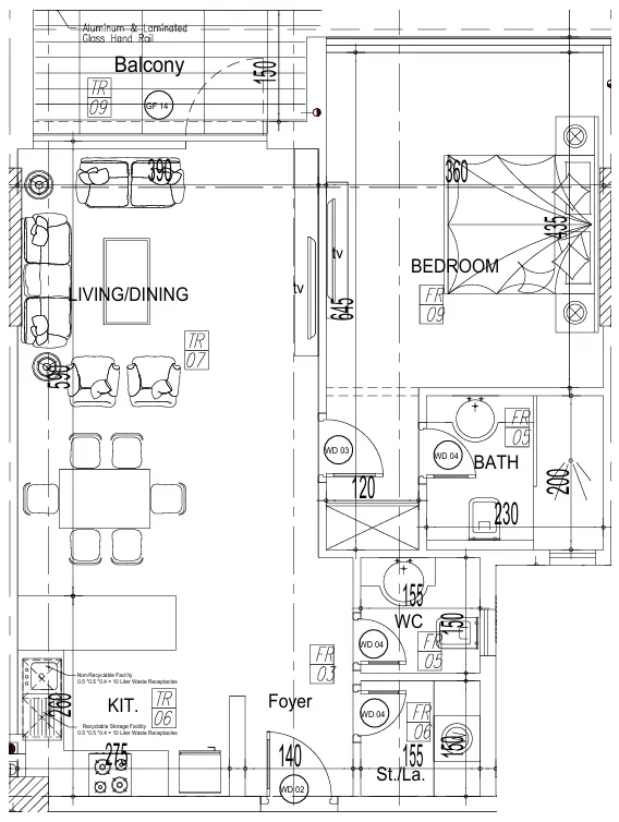 Paradise View II 1 bed floor plan, 792 – 797 sqft