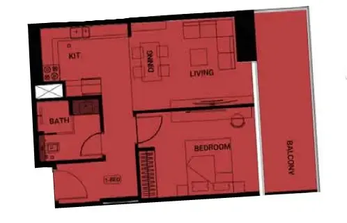 Binghatti Ruby 1 bed floor plan, 702 sqft