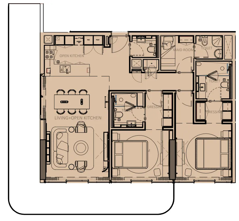 Sunset Bay Grand 2 bed floor plan, 1,661 sqft