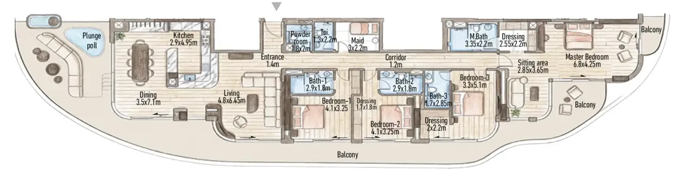 Flow 25 4 bed floor plan, 3,815 – 3,821 sqft