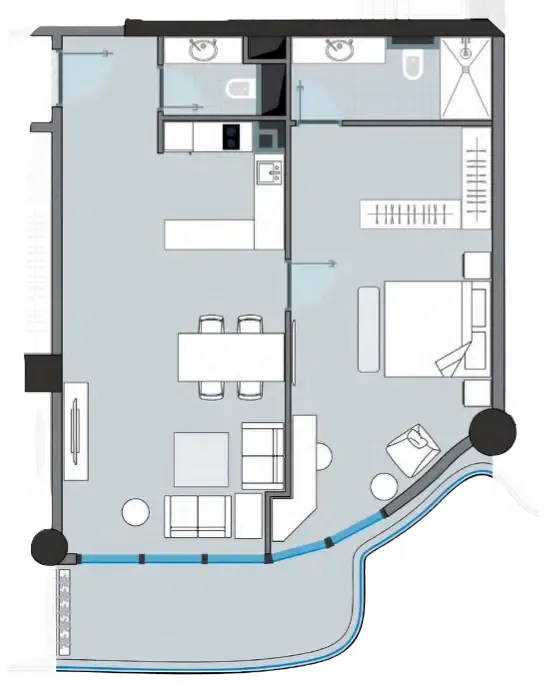 NEXT Coral 1 bed floor plan, 946 sqft