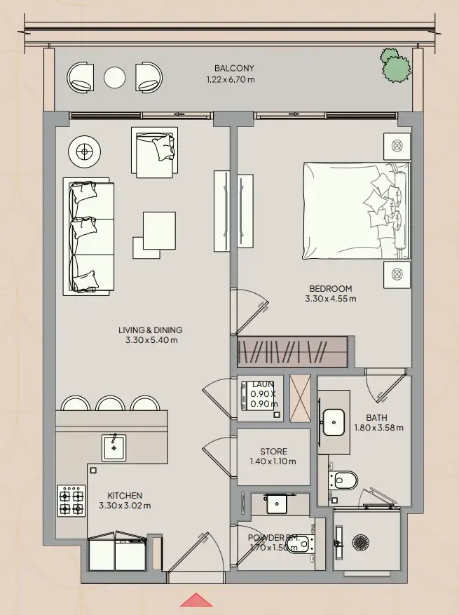 Mayfair Nexus 1 bed floor plan, 787 – 866 sqft