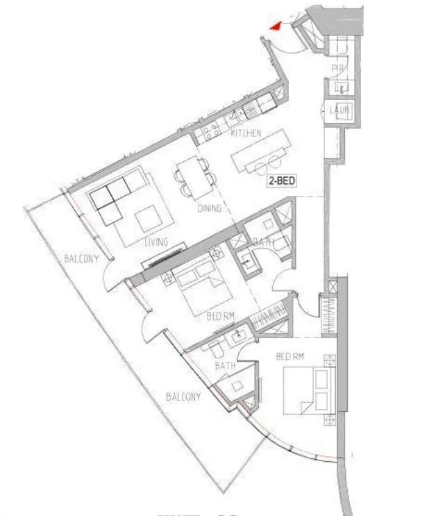 Canal Heights 2 bed floor plan, 2,131 sqft