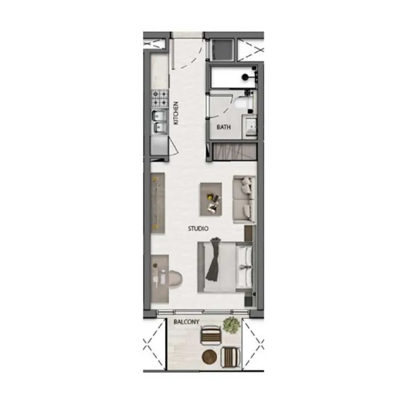 Avana Residences Studio floor plan, 387 sqft