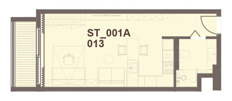 J-Haus Residence Studio floor plan, 441 – 445 sqft