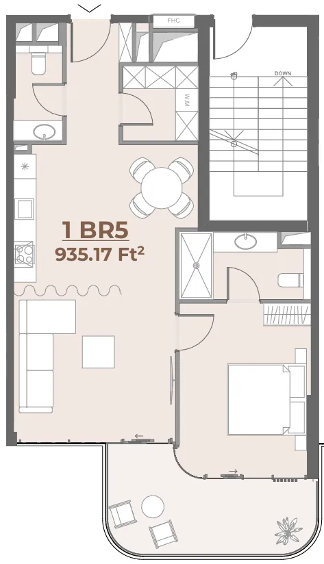 House of WELL 1 bed floor plan, 938 sqft