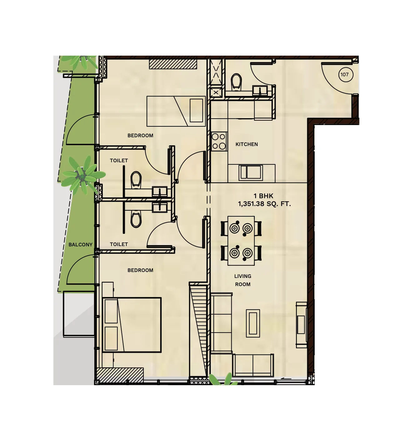 Gateway by Premier Choice 2 bed floor plan, 1,356 sqft