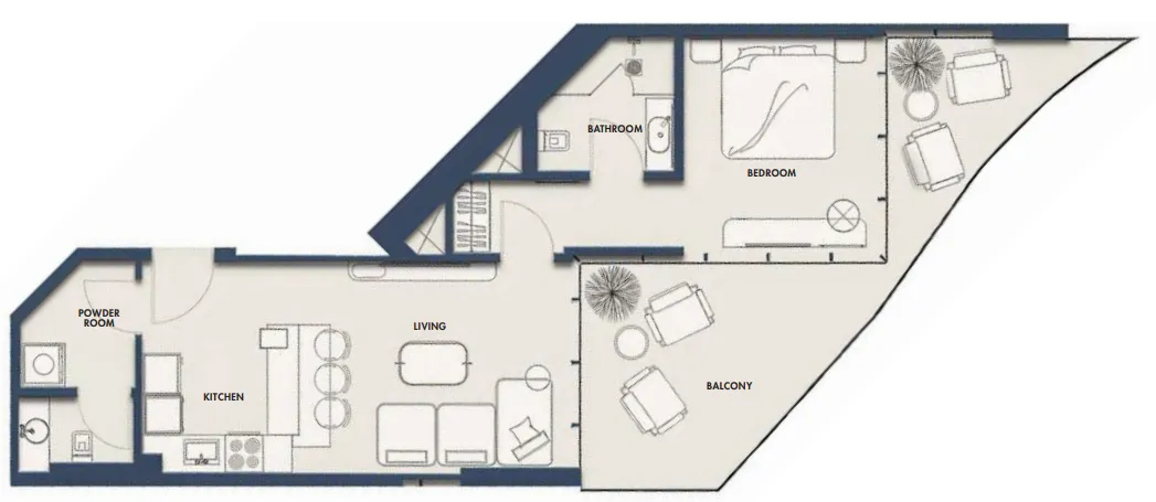 Amra Residences 1 bed floor plan, 806 sqft