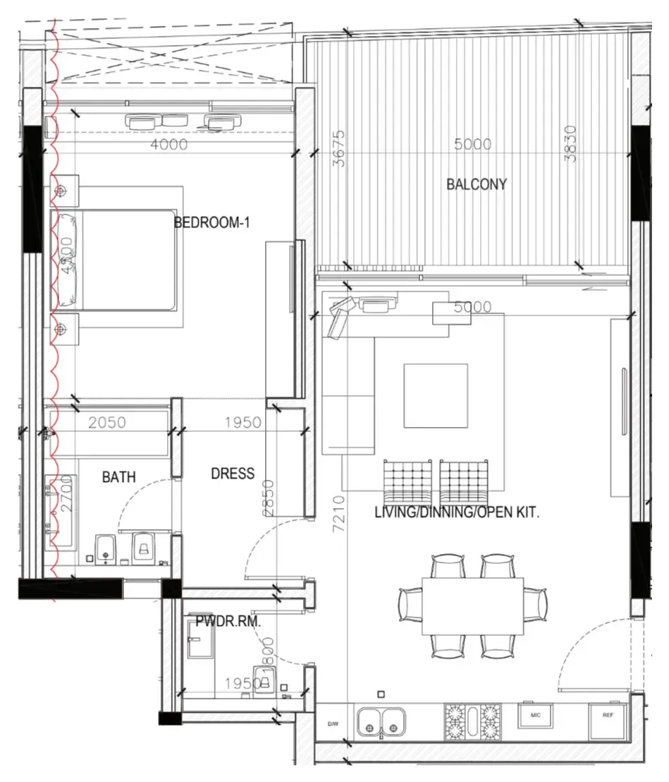 Al Zorah Seaside Hills 1 bed floor plan, 1,053 sqft