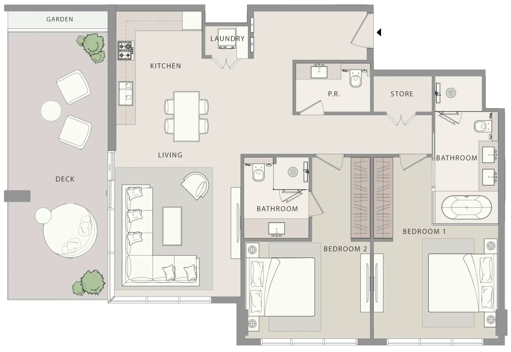 Uno-Luxe 2 bed floor plan, 1,483 sqft