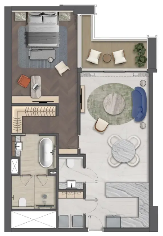 Mas Barsha Residency 1 bed floor plan, 1,079 sqft