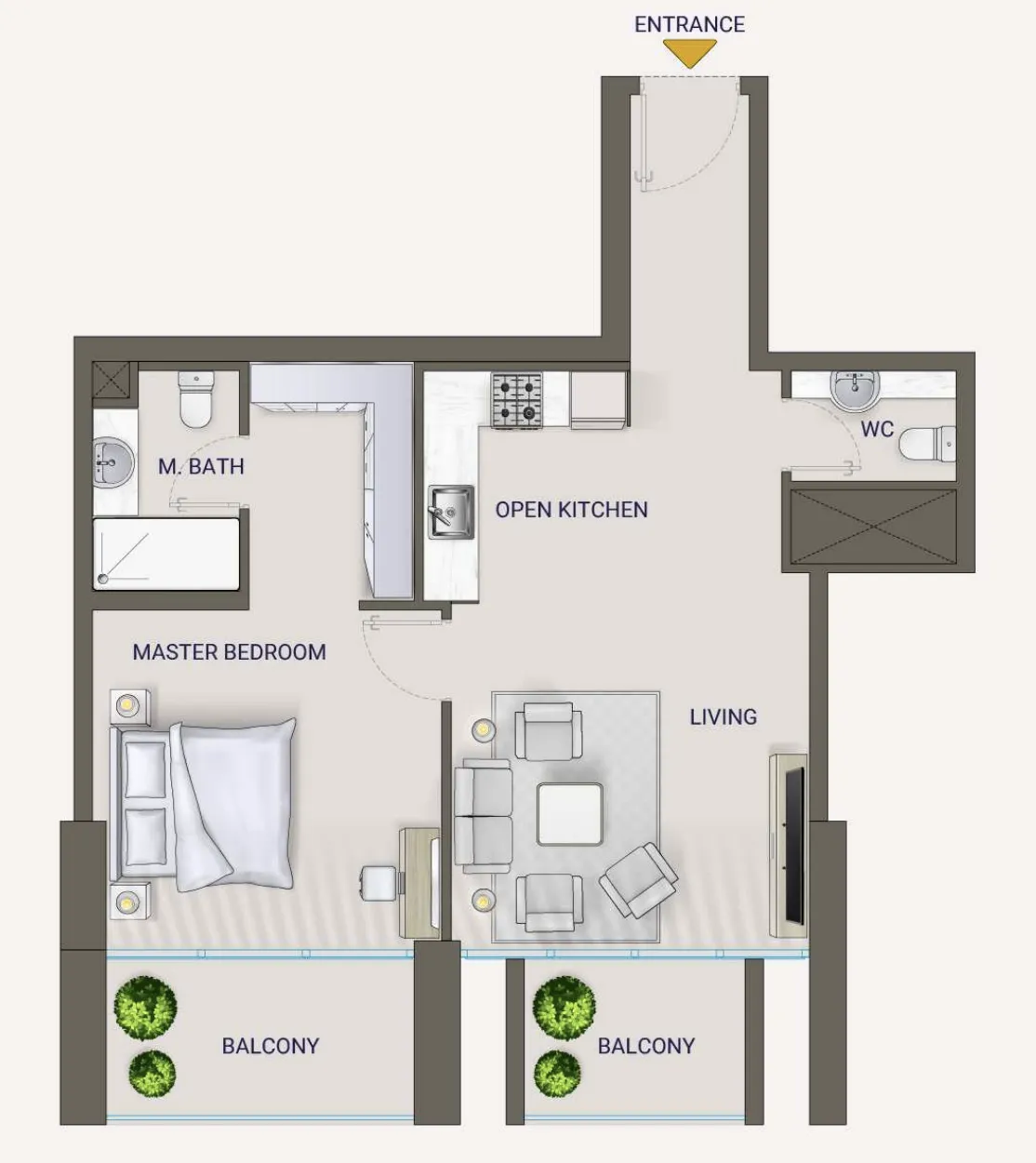 Nexara by 7th Key 1 bed floor plan, 761 sqft