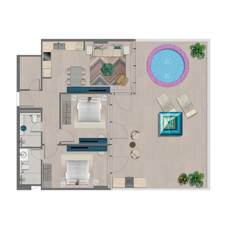 Trio Isle 2 bed floor plan, 1,475 sqft