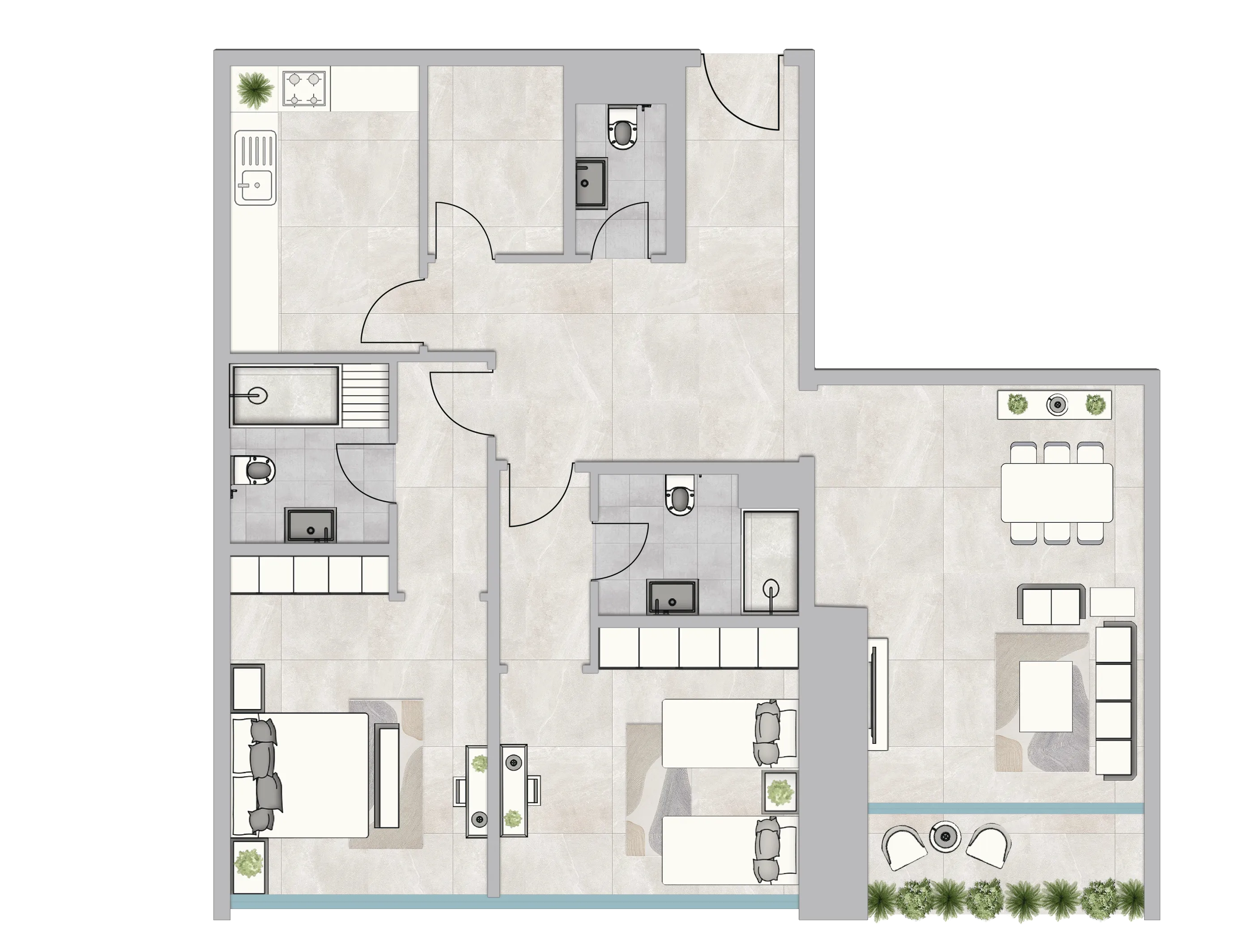 Infinity Tower 2 bed floor plan, 1,773 sqft
