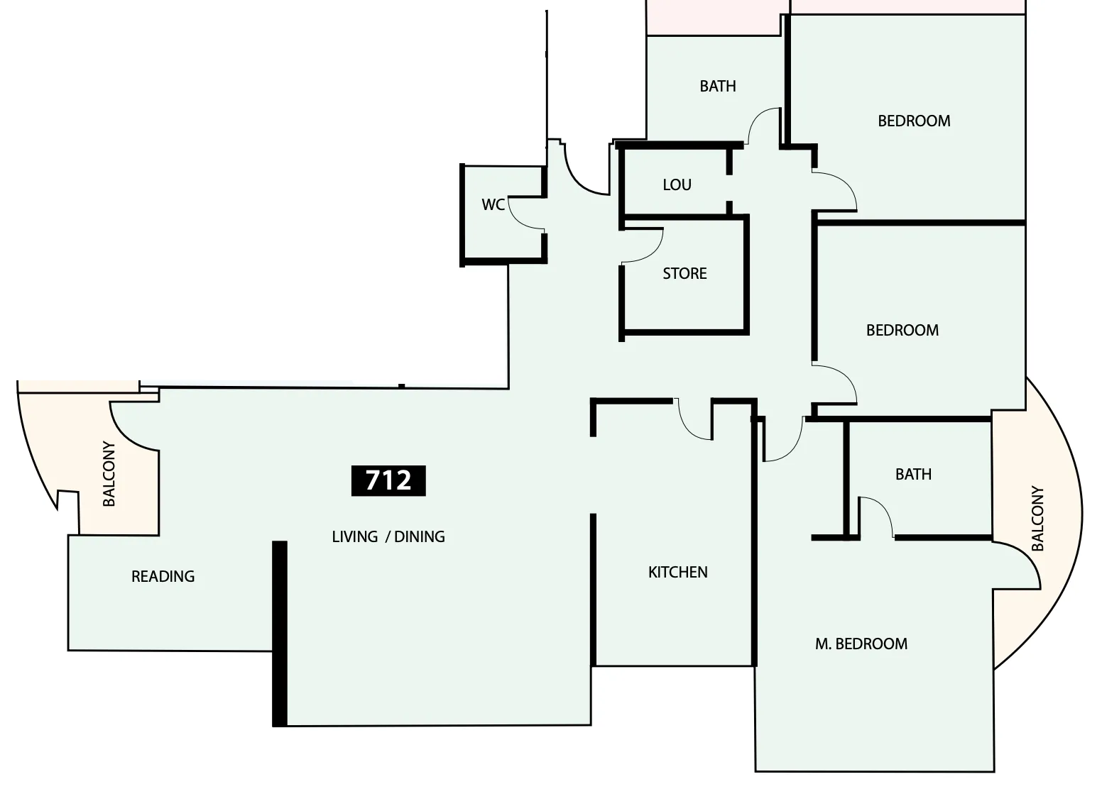 Paradise View 1 3 bed floor plan, 1,848 sqft