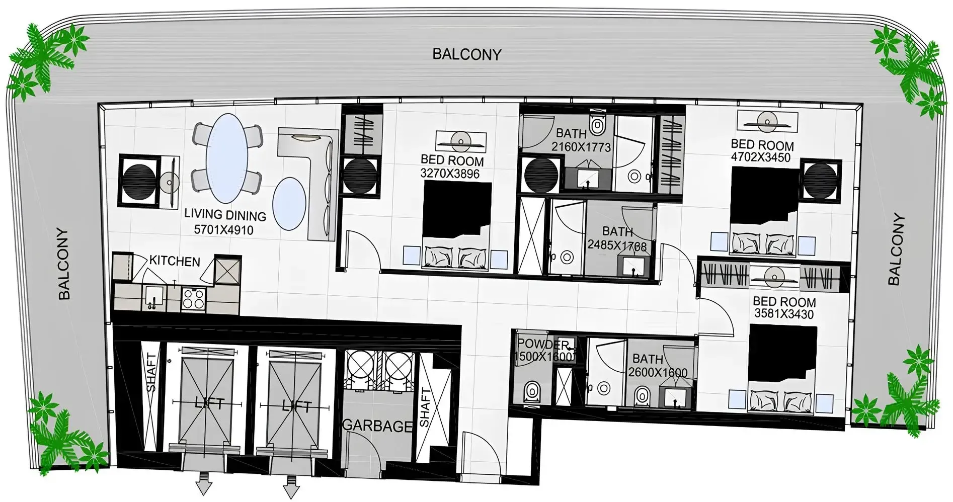 The Community Sports Arena 3 bed floor plan, 2,052 sqft