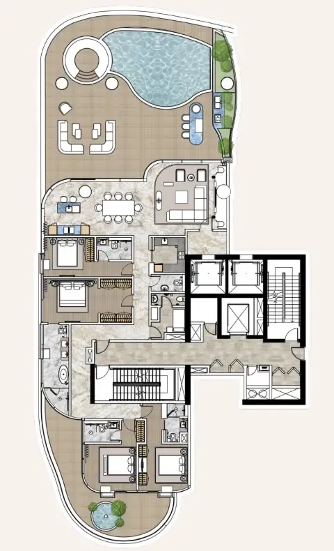 One Canal Residences 4 bed floor plan, 5,003 sqft