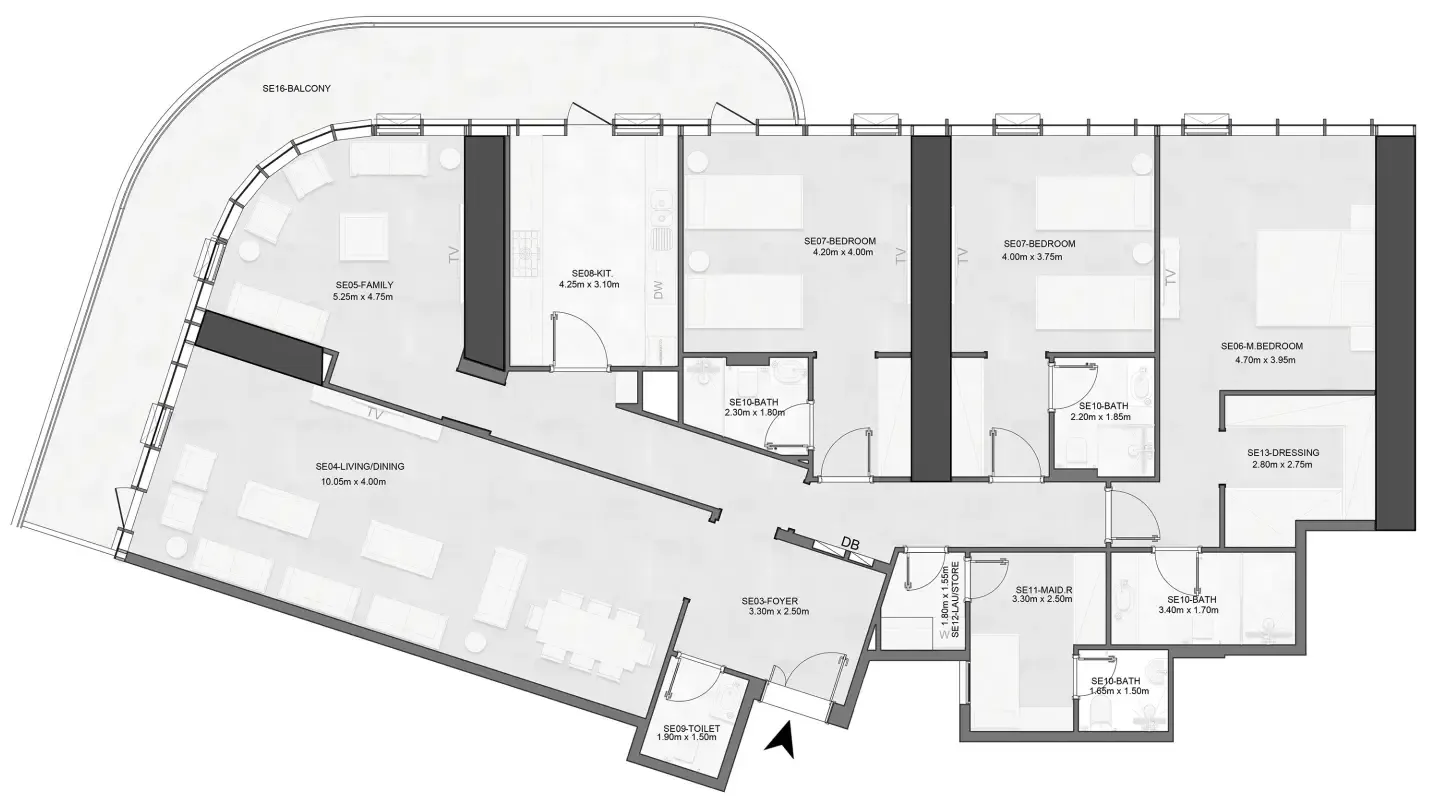 Joud Tower 3 bed floor plan, 2,849 sqft