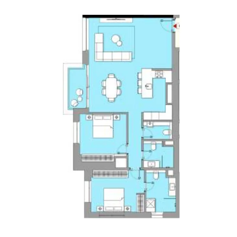 LIV Waterside 2 bed floor plan, 1,219 sqft