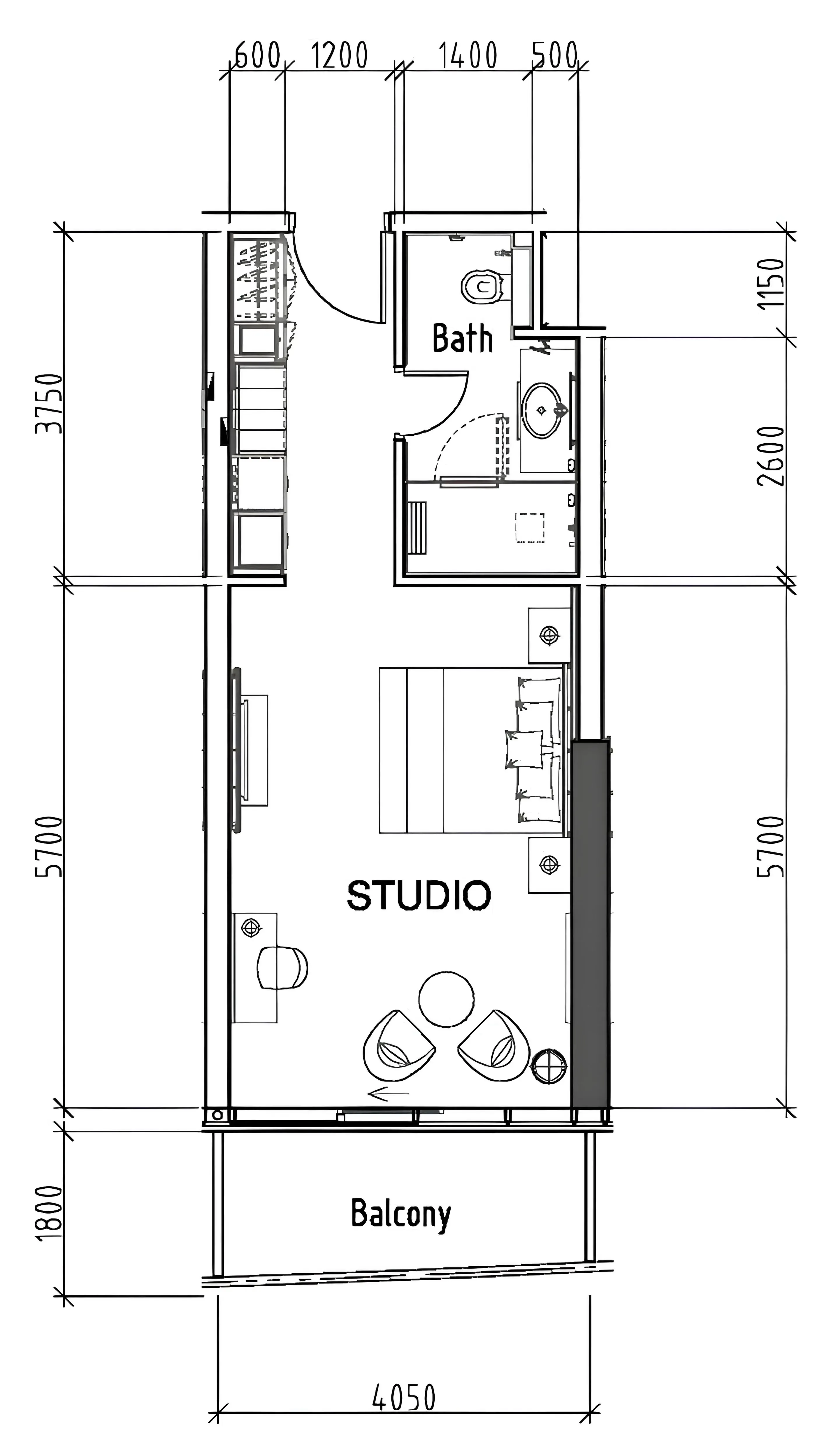 Damac Hills - Artesia Studio floor plan, 491 sqft