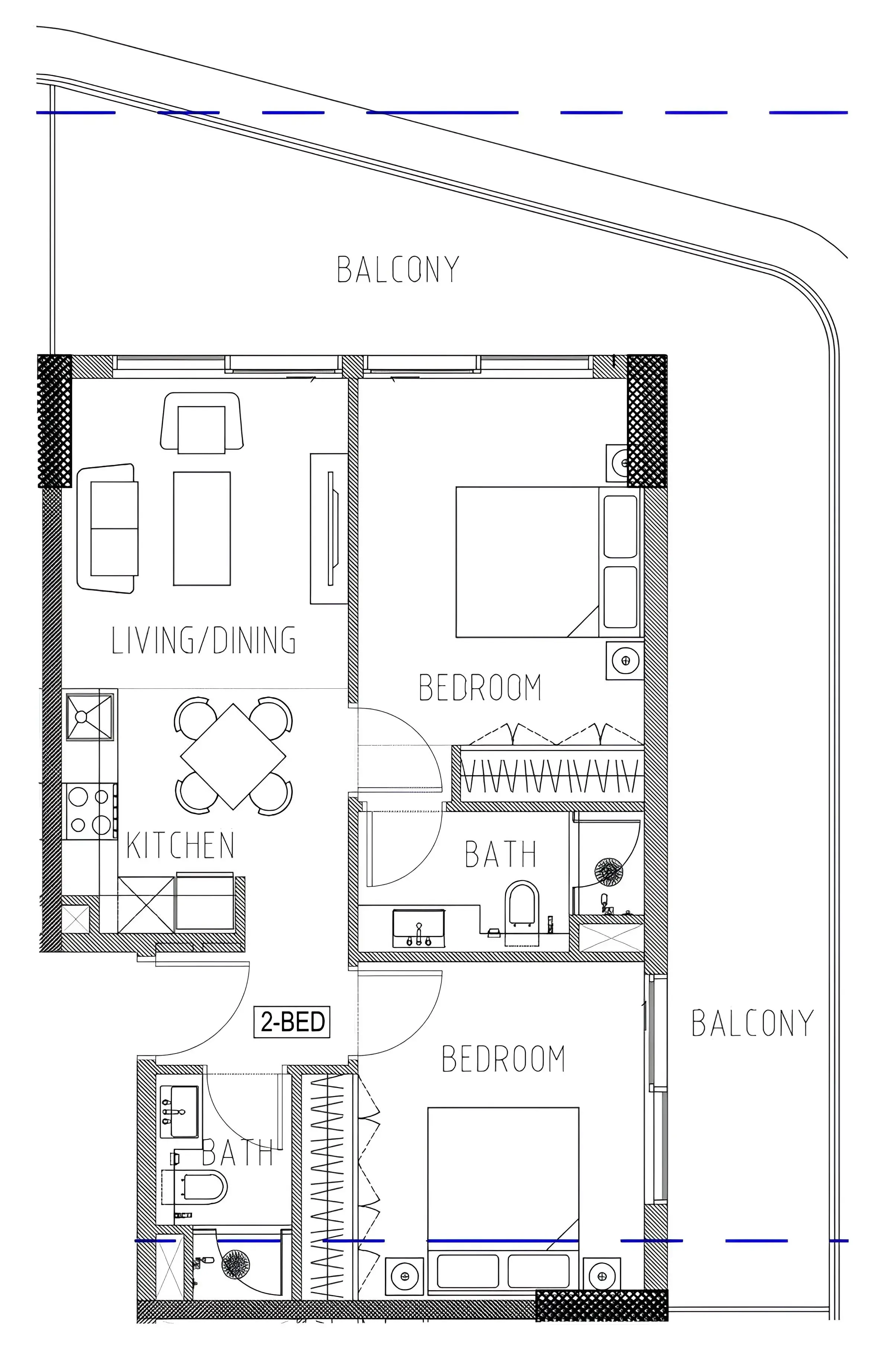 Elo 2 and 3 Damac 2 bed floor plan, 1,021 sqft