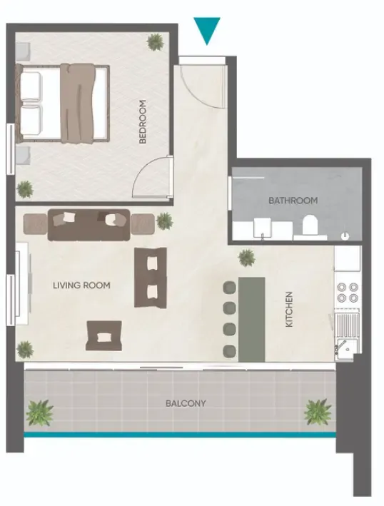 Eden Golf Views 1 1 bed floor plan, 743 sqft