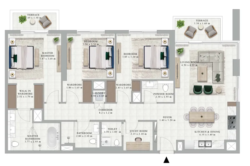Golf Hillside 3 bed floor plan, 1,603 sqft
