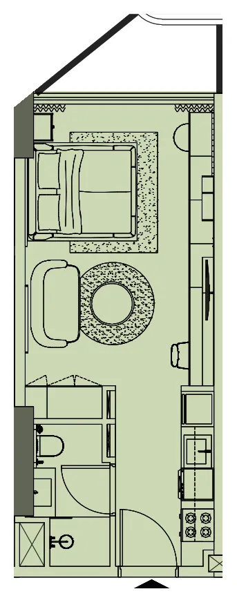 Cove Edition 5 Studio floor plan, 372 sqft