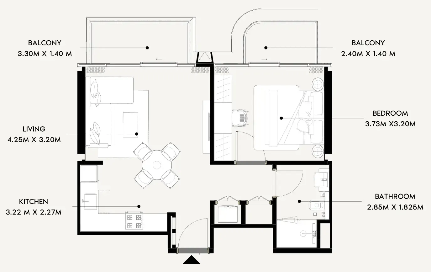 Azizi Wares 1 bed floor plan, 628 – 629 sqft