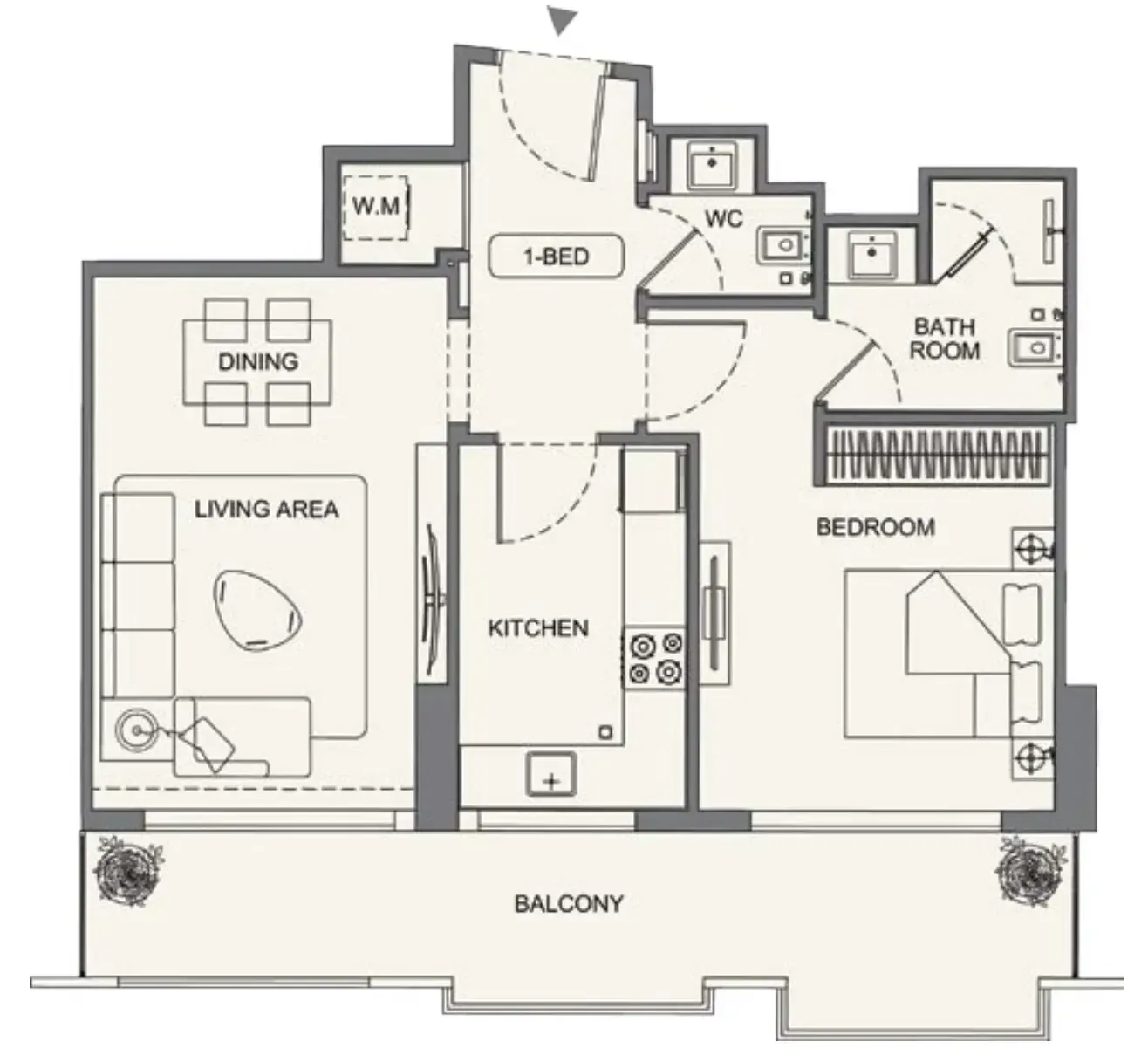 Binghatti Wraith 1 bed floor plan, 814 sqft