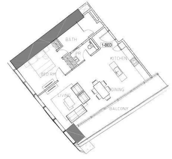 Safa Two de Grisogono 1 bed floor plan, 1,042 sqft