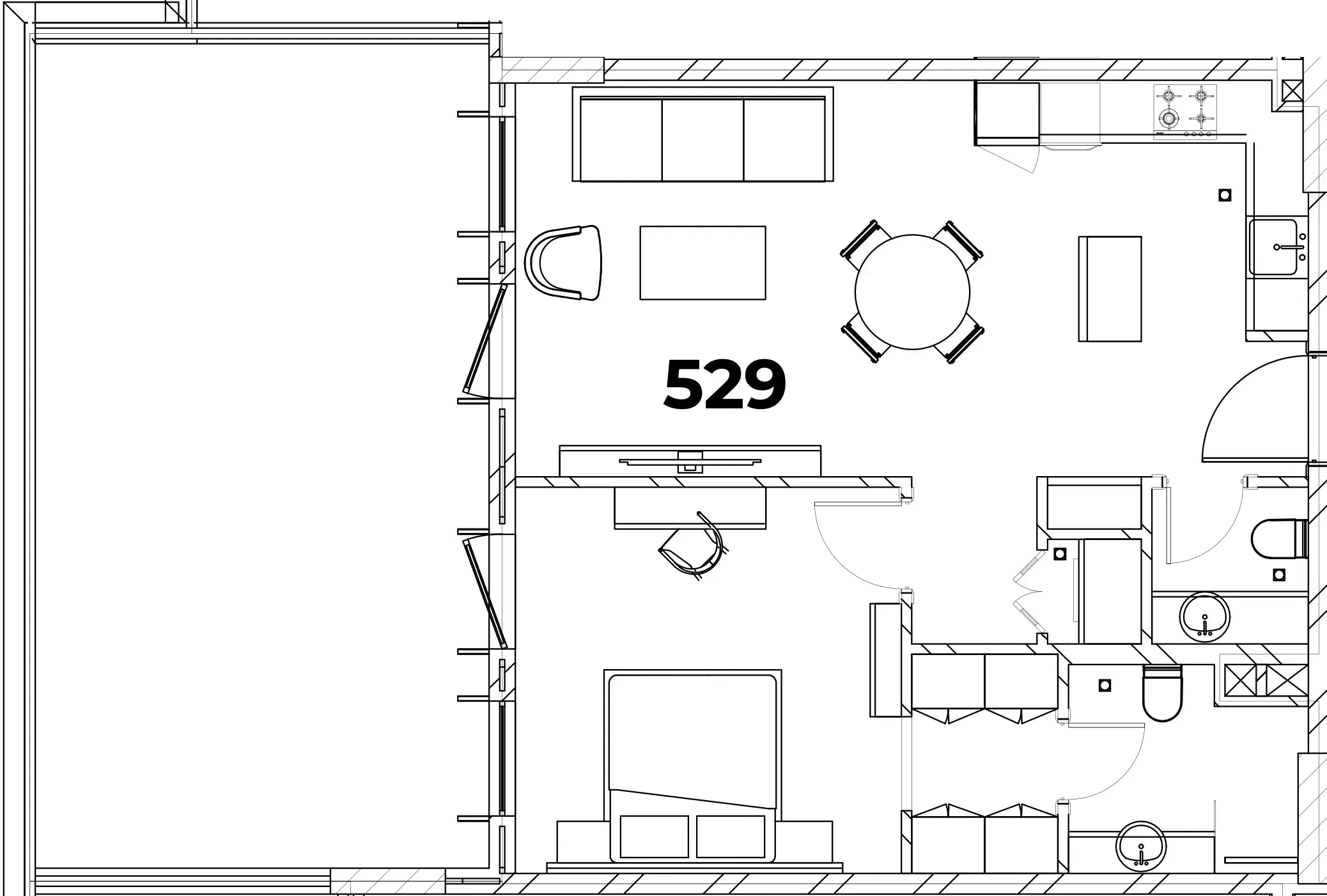 Berkeley Square 1 bed floor plan, 1,047 sqft