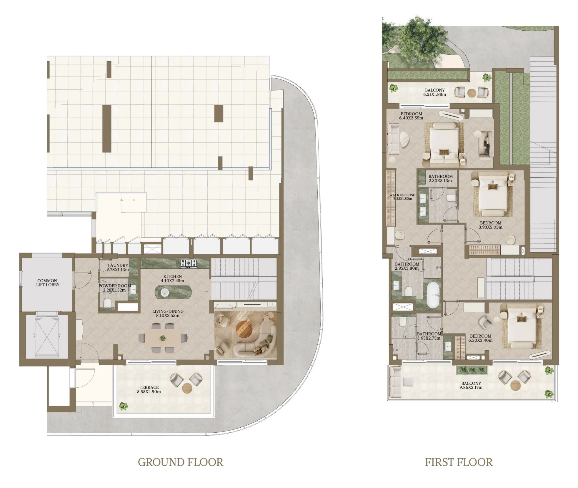 Nasim Al Bahr Residences 3 bed floor plan, 2,828 sqft