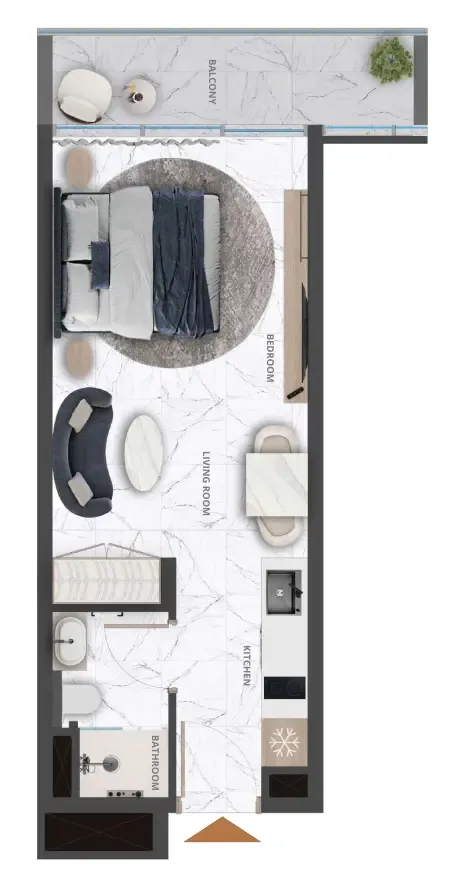 Wadi Hills Studio floor plan, 420 sqft