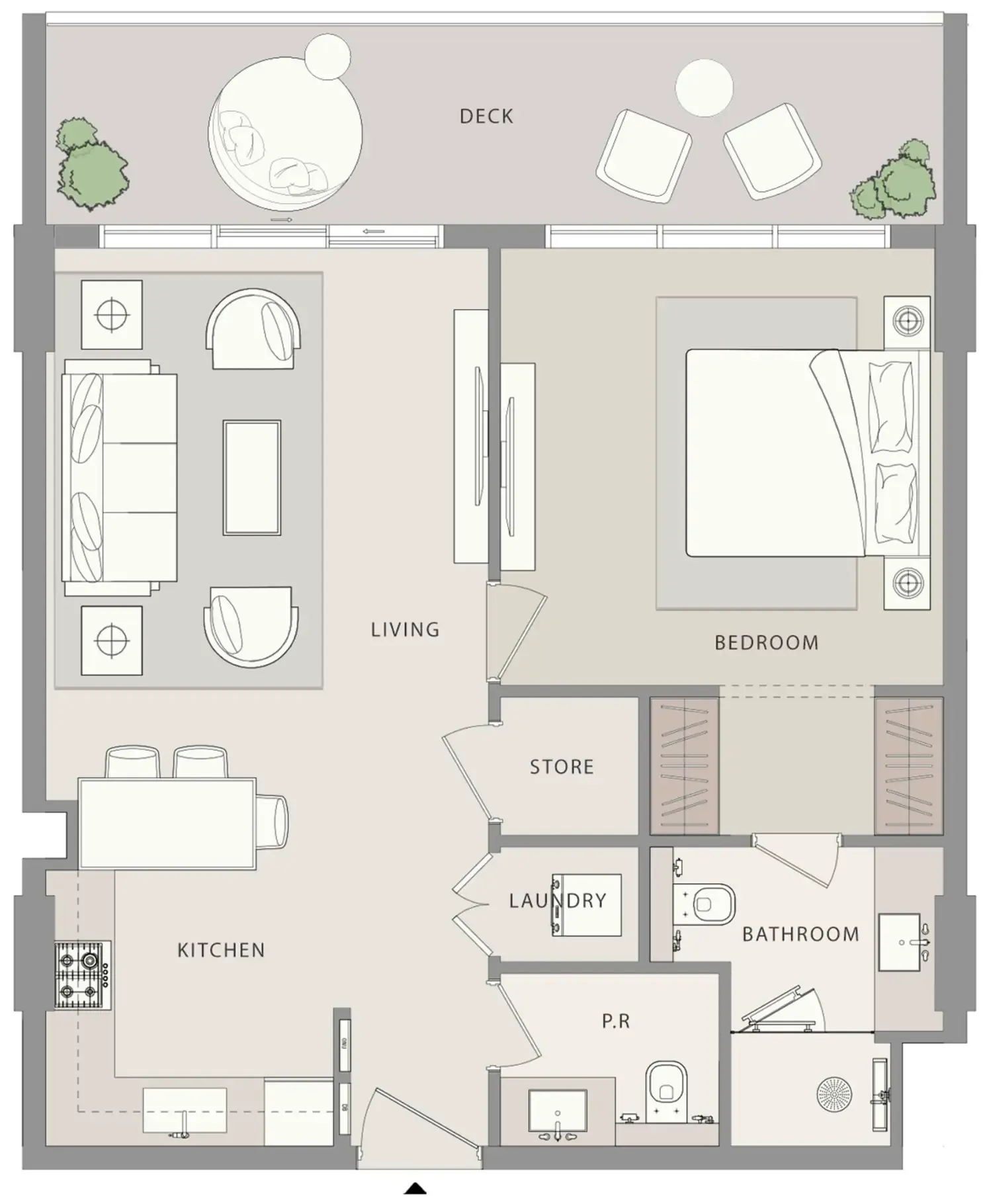 Uno-Luxe 1 bed floor plan, 832 sqft