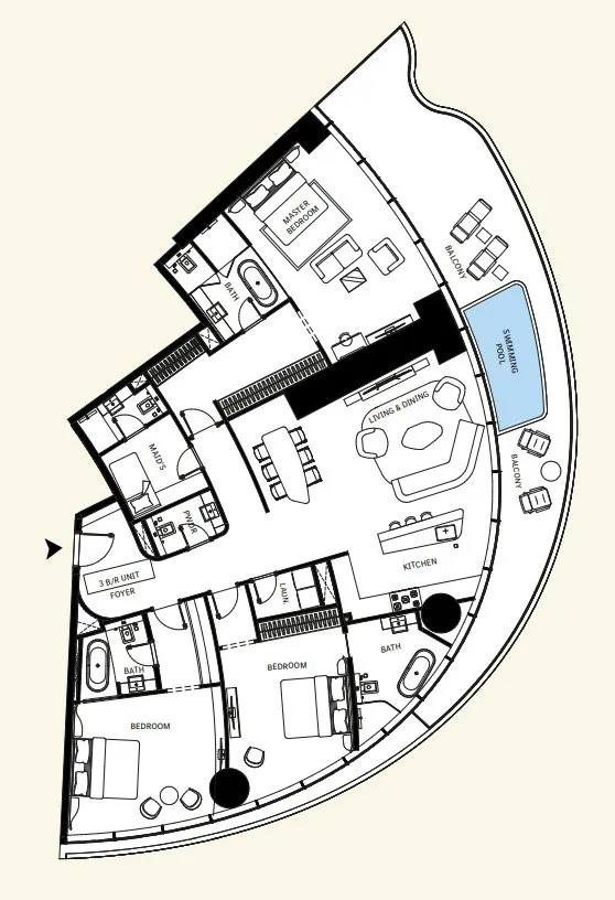 Mercedes-Benz Places by Binghatti 3 bed floor plan, 2,706 sqft