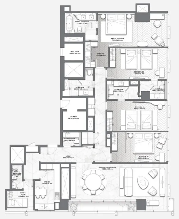DaVinci 4 bed floor plan, 5,653 sqft