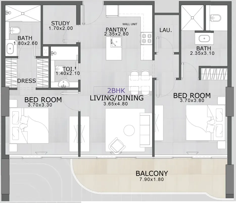 Floarea Skies 2 bed floor plan, 1,106 sqft