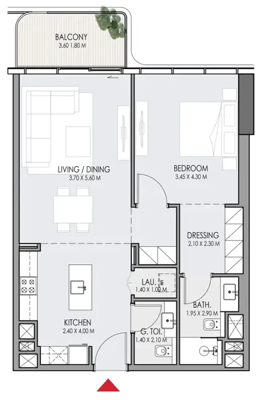 Do Hotels and Residences 1 bed floor plan, 857 sqft