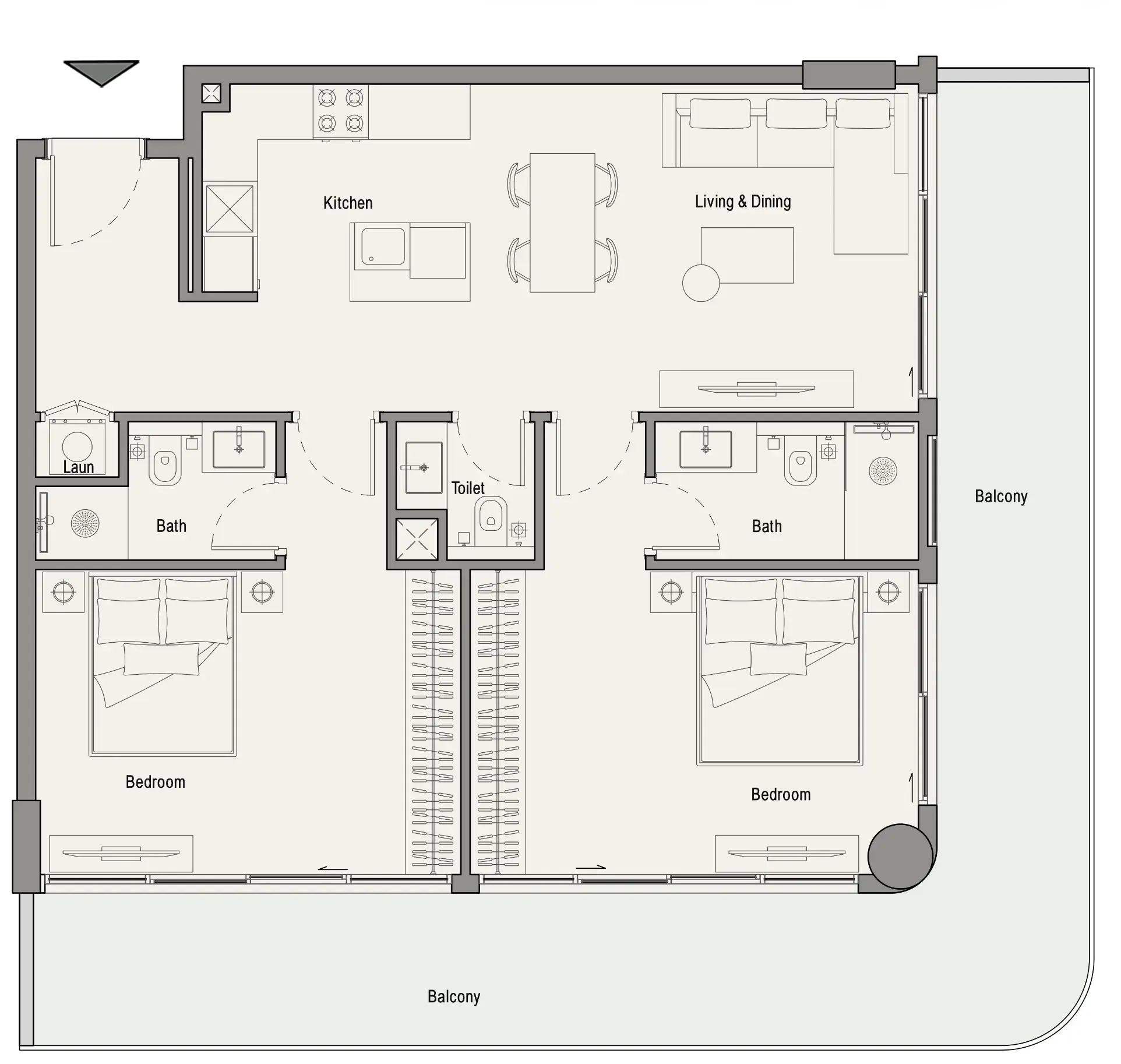 113 Residences by Iman 2 bed floor plan, 1,283 sqft