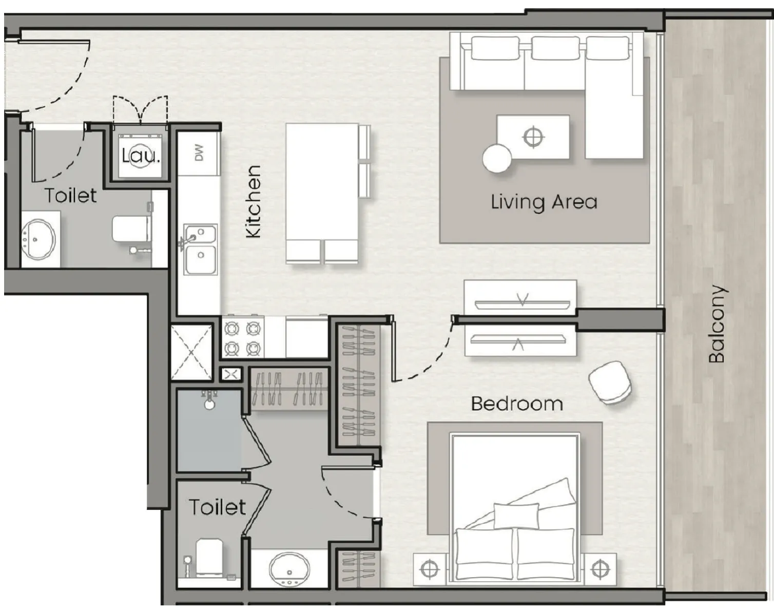 Havelock Heights 1 bed floor plan, 790 sqft