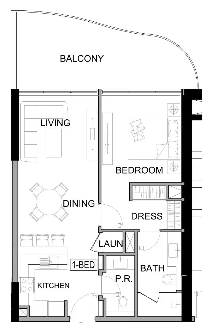 Damac Lagoons Views Phase 3 1 bed floor plan, 802 sqft